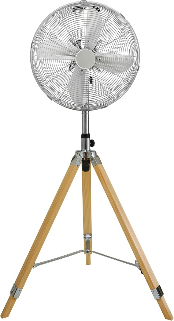 Simple Deluxe Retro Tripod Fan, Home Air Circulation Nostalgic Vertical Fan, 3 Speeds, Adjustable Height, Silver-16 Inch, 16 Inch