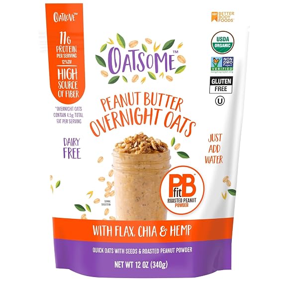 Oatsome PBfit Overnight Oats 12 Oz, Peanut Butter, 11g Protein, High Fiber