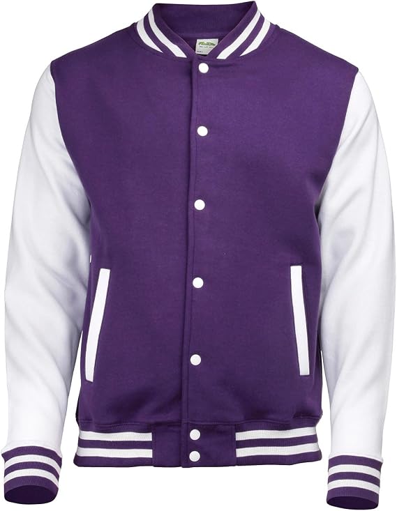 AWDis Unisex Varsity Jacket Medium Purple/White