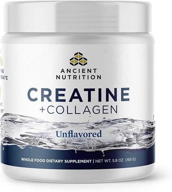 Ancient Nutrition 5g Creatine Monohydrate + Collagen Powder | Muscle Strength, Lean Body Mass, Joint Comfort & Cognitive Support, Includes 5g Creatine Monohydrate for Women