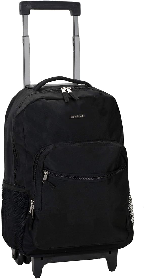 Rockland Double Handle 17" Rolling Backpack, Black