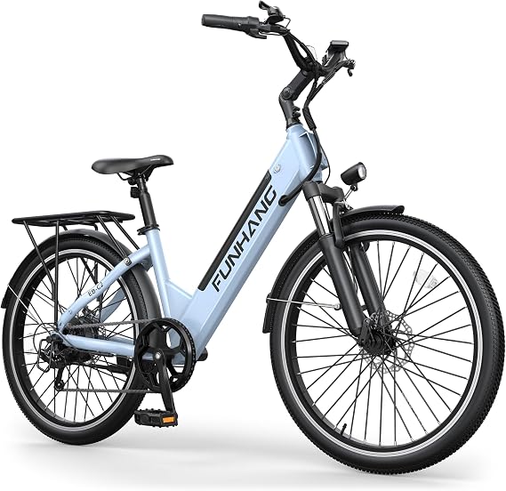 Funhang Electric Bike for Adults, 1000W Peak Ebike, 50Miles Step Thru Electric Bicycle, 26" Commuter E Bikes with 48V Built-in Removable Battery, Adjustable Stem, 7-Speed, UL 2849 Certified
