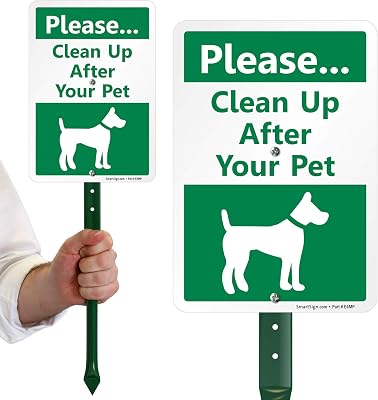 Please Clean Up After Your Pet Yard Sign with DOG Graphic, 40 mil Laminated Rustproof Aluminum, 21.5 inch tall Sign and Stake Kit by SmartSign, USA-Made, 100 Years of Sign Expertise