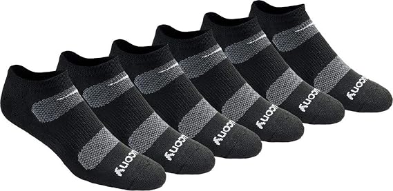 Saucony Men's RunDry Mesh Ventilating Comfort Fit Performance No-Show Socks, Available in M-XXL (6, 12, 18 Pairs)