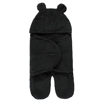 Hudson Baby Unisex Baby Animal Sherpa Baby Outdoor Stroller Sack Wrap, Black, One Size