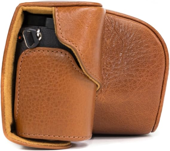 MegaGear MG560 "Ever Ready" Genuine Leather Camera Case, Bag for Sony Alpha A6000 , A6300 with 16-50mm (Light Brown)