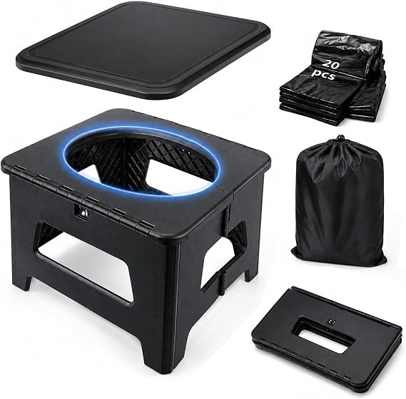 Folding Portable Toilet for Camping, Travel Potty for Teenages