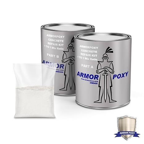 ArmorPoxy Fast Set Epoxy Concrete Patch Kit - 3-Component Rapid Repair for Spalling, Holes & Cracks - 4,400 PSI Compressive Strength - Professional Grade 3-Part Epoxy Mortar - 2 Gallon