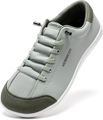 HOBIBEAR Leather Barefoot Shoes Lightweight Wide Toe Box Zero Drop Slip-on Shoes for Women