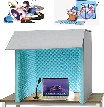Portable Vocal Isolation Booth,Desktop Soundproof Cover,self Made Sound Recording Studio,Isolation Absorbing Shield,Vocal Condenser,Audio Acoustic Noise Isolator Platform Color : Blue