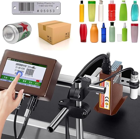 Inkjet Printer, 12.7mm/25.4mm Online Coding Machine,Industrial Inkjet Printer,Automatic Inkjet Coding Machine, Date Coder Touch Screen Multilingual Date Coding Machine,12.7mm