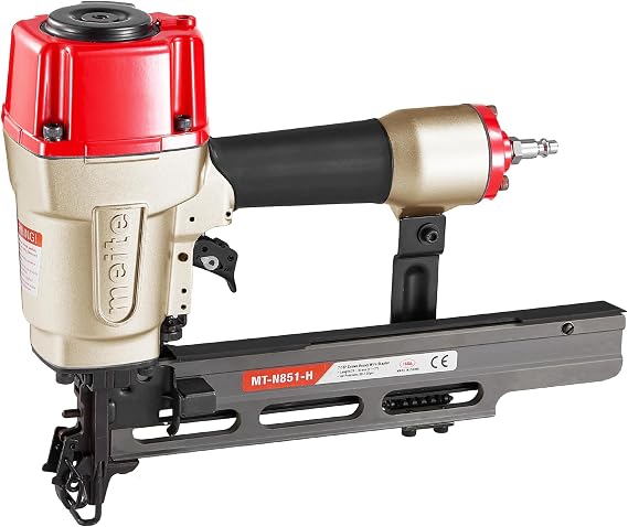 meite 16 Gauge 7/16-Inch Standard Crown Stapler, Heavy Duty Construction Pneumatic Staple Gun for Roof Decking Subflooring, Tool-Free Jam-Release, MT-N851H Accepts 1" to 2" Leg Staples
