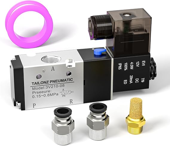 TAILONZ PNEUMATIC 1/4"NPT Solenoid Valve 3V210-08 DC12V Single Coil Pilot-Operated Electric 2 Position 3 Way Connection Type(Junction Box)