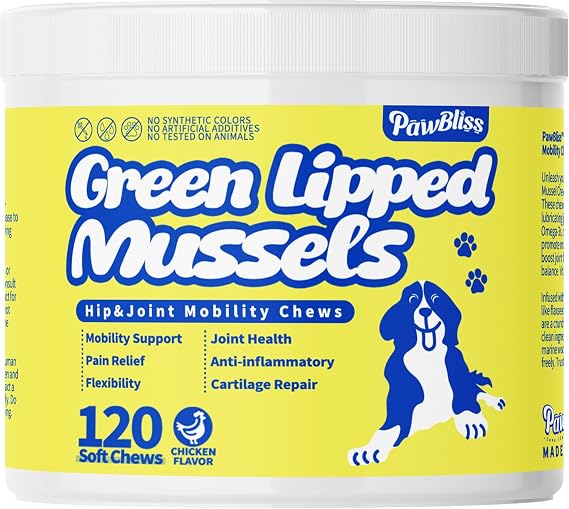 Green Lipped Mussel Joint Supplement for Dogs & Cats - 120 Soft Chews - Natural Support for Hip, Joint & Muscle Health
