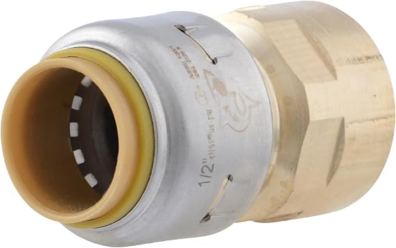 SharkBite Max 1/2 x 1/2 Inch FNPT Adapter, Push To Connect Brass Plumbing Fitting, PEX Pipe, Copper, CPVC, PE-RT, HDPE, UR072A