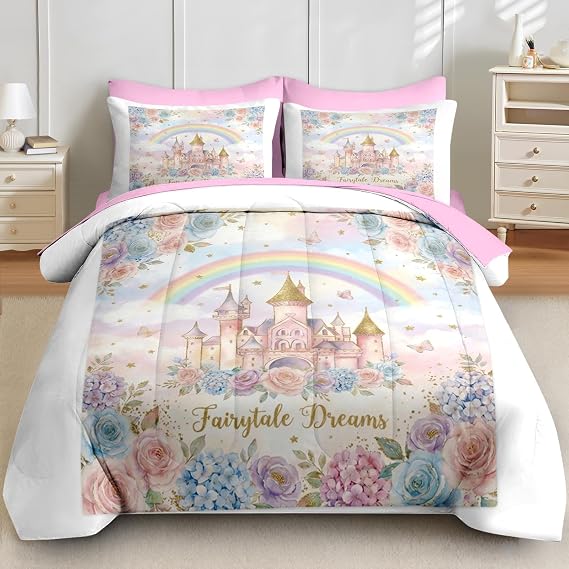 Twin Comforter Set with Sheets, 5 Pieces Fairytale Bedding