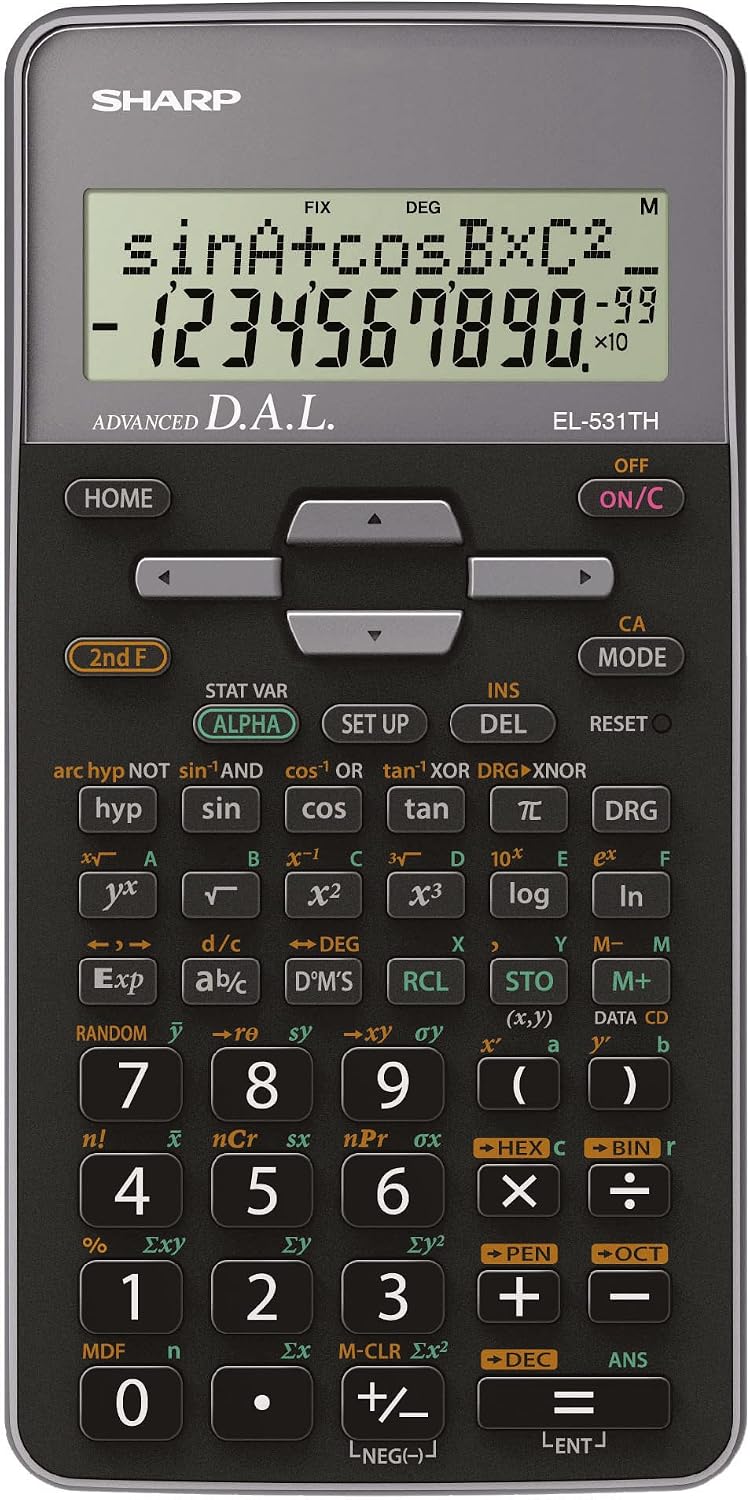 Sharp EL-531TH Scientific Calculator, D.A.L. Input Battery Operated, Silver Gray