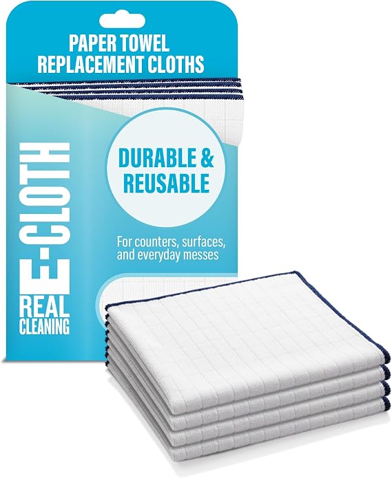 e-cloth Wash & Wipe Dish Cloth Mikrofiber Temizleme Bezi, Mavi, 4'lü Paket