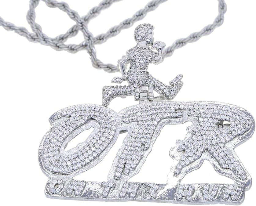 Iced Out OTR On The Run Letter Pendant for Hip Hop Men Boy 5A CZ Micro Pave Necklace Jewelry