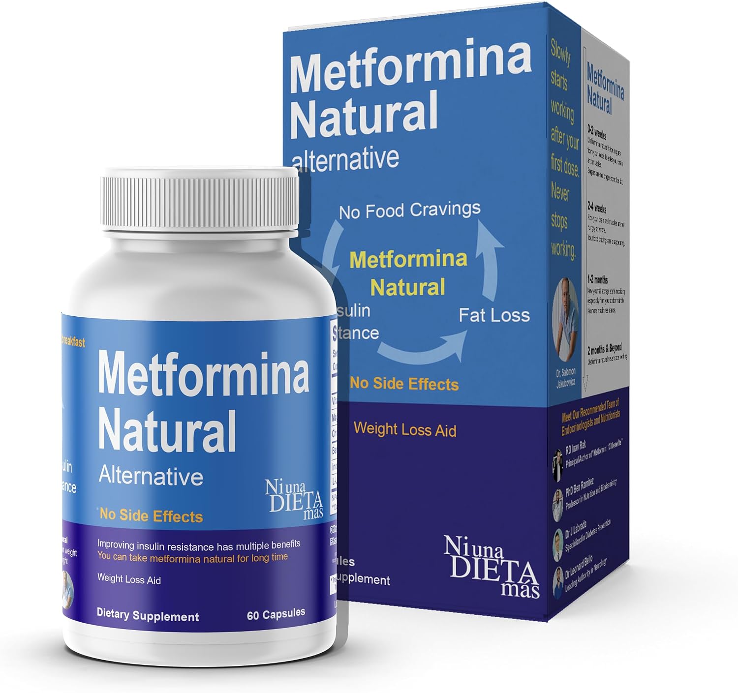 Ni una dieta más Metformina Natural - Fat &amp;amp; Glucose Metabolism Support - Dr Salomon 60 Capsules