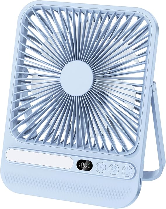 8000mAh Ultra-Thin Portable Travel Fan with Timer, Light&LED Display