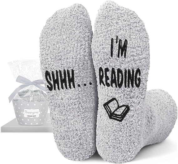 HAPPYPOP Book Lover Gifts - I'M Reading Socks for Readers Women Men Teens