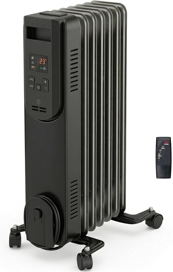COMFORT ZONE 1500W Digital Oil-Filled Radiator Heater with Remote