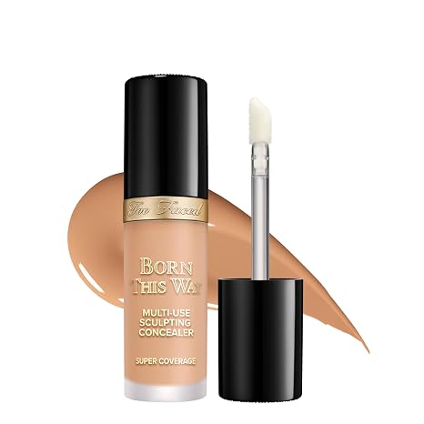 Too Faced Born This Way Super Coverage Multi-Use Concealer | Full-Coverage Hydrating Concealer for Dark Circles & Blemishes with Natural Finish|Hyaluronic Acid & Coconut Water,Natural Beige,0.45 Fl Oz