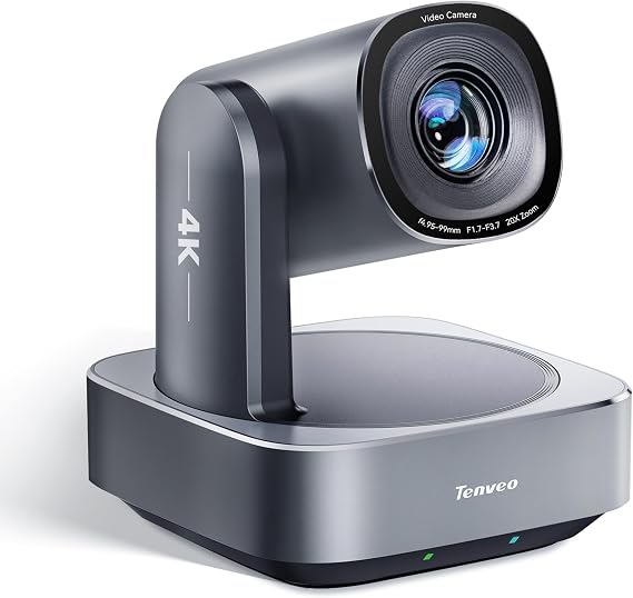 Tenveo 4K PTZ Camera, AI Humanoid & Face Auto-Tracking, 20X Optical + 8X Digital Zoom, USB3.0/HDMI/LAN PoE IP Live Streaming for Church Worship Broadcast Events Video Conference YouTube OBS