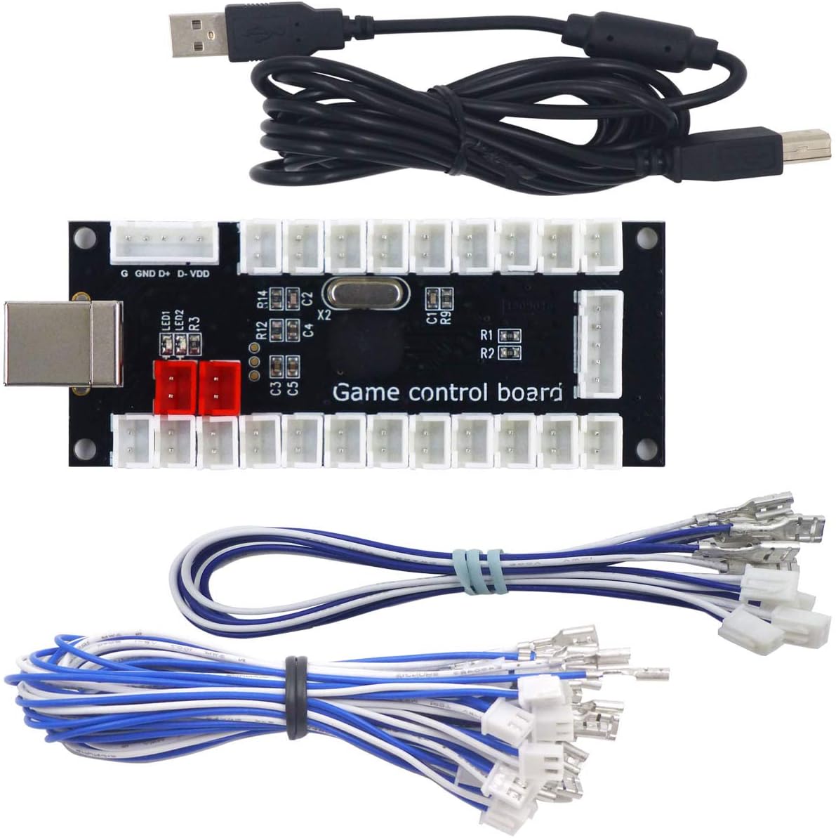 SJ@JX Arcade DIY Kit LED USB Encoder Board Zero Delay Arcade Controller SANWA Joystick Button Fight Stick Raspberry Pi Retro Pi PC MAME 5V LED Power Supply