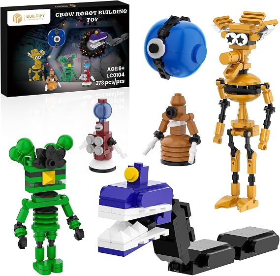 BUILDIFY 6 in 1 MST3KK Robot Building Set for Fans, Tom Servo, Crow Robot Model Set of 6, Cartoon Collectible Bricks Toys, Halloween Christmas Creative Gift for Adults, Kids Boys Girls 6+, 273 Pcs