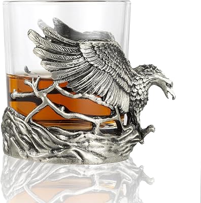 Eagle Shaped Metal Cup Holder with Glasses, Tabletop Drink Holder and Tabletop Decor and Craft Ornament for Home Office Burnished Silver