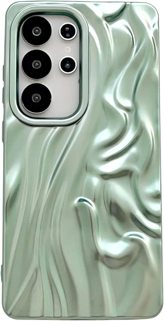 Caseative for Samsung Galaxy S24 Case,Pleated Water Ripple Chrome Wave Pattern Soft Compatible with Samsung Case (Green,Samsung Galaxy S24)