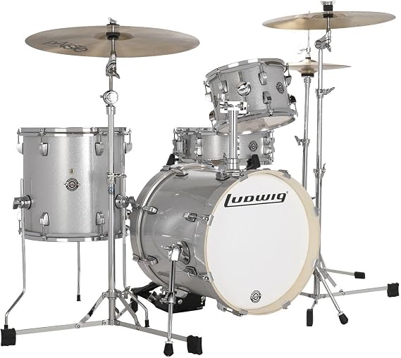 Ludwig Breakbeats by Questlove 4-Piece Drum Set Shell Pack, Silver Sparkle