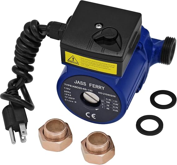 JASSFERRY Hot Water Recirculation Pump 115V 3/4 inch NPT Recirculating System Circulation Replacement Pumps for Solar Water Heater Circulating Boiler Circulator
