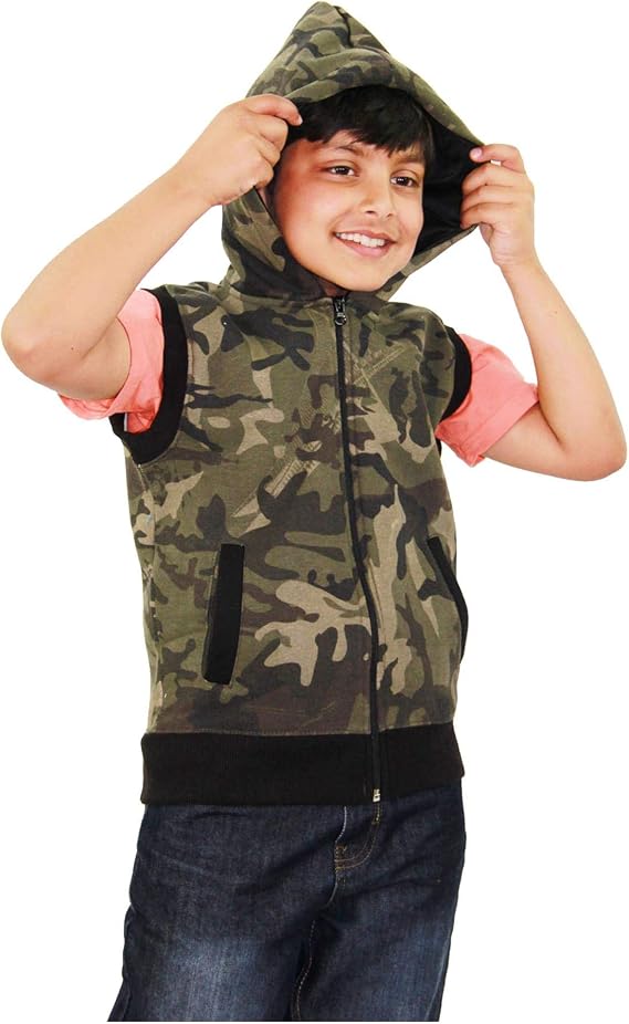 A2Z 4 Kids Hooded Gilet Jacket Fabric No Sleeve Zipper Coat New Casual Fashion Girls Boys Age 5-13 Years
