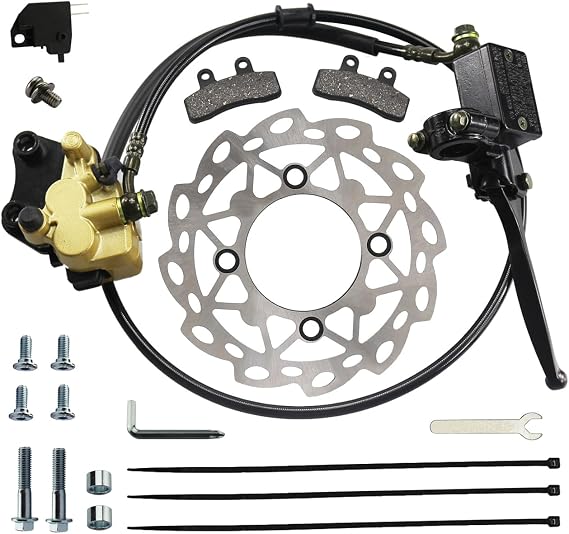 PRO BAT Front Hydraulic Disc Brake Master Cylinder Caliper System Kit | 190mm/7.48" Disc Rotor + Brake Pads for 50cc 110cc 125cc 140cc 150cc Dirt Pit PRO Trail Bike