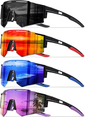 4PACK Polarized Sport Sunglasses for Men UV Protection Cycling Fishing Sun Glasses Big Frame Mountain Bike Goggles