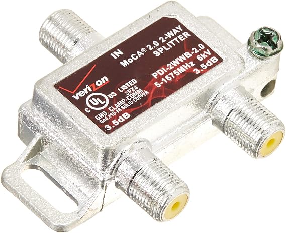 Verizon FiOS 2 Way MoCA 2.0 Splitter PDI-2WWB-2.0 3.5dB with Screw Set