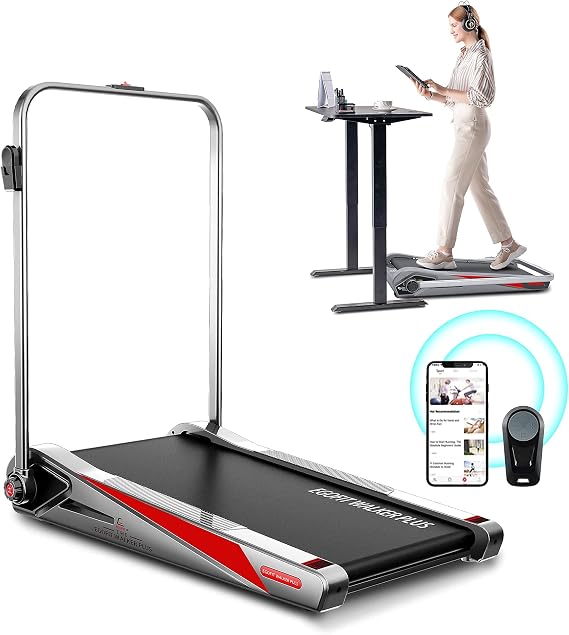 Egofit Walker Pro Under Desk Motorized Folding Small Walking Treadmill for Home & Office, Installation-Free with LCD Display, Compact Fit Standing Desk Treadmills