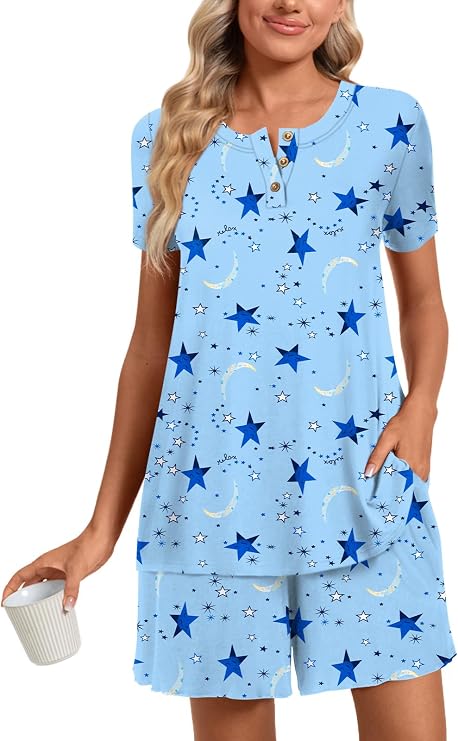 syoss Women's Pajama Sets Short Sleeve Sleepwear Soft Comfy Pj Lounge Sets