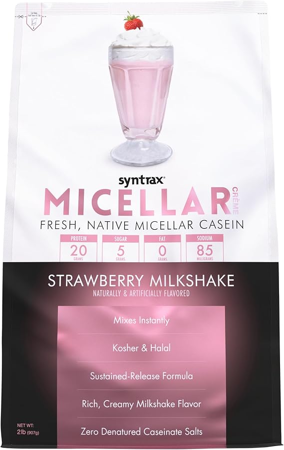 Syntrax Micellar Creme Pure Native Micellar Casein, Strawberry Milkshake 2lb
