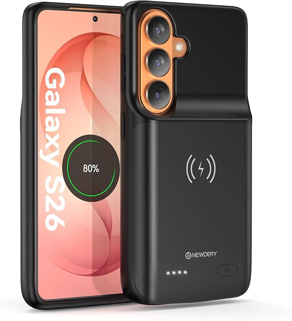 NEWDERY Battery Case for Samsung Galaxy S26 6.3", Portable Charger Case