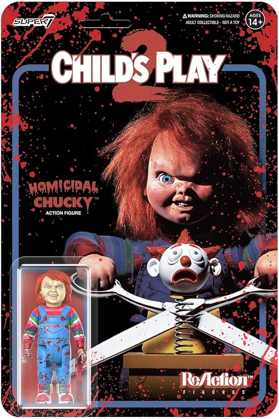 SUPER7 Childs Play W2 Evil Chucky Blood Splatter Reaction FIG