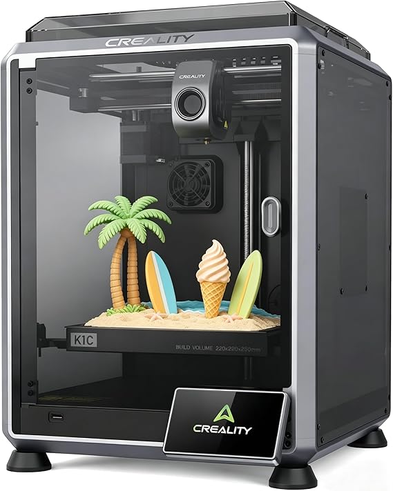Creality K1C 3D Printer, 600mm/s Fast Speed Auto Leveling 3D Printers with AI Camera for 300C Printing, Switchable Silent Mode Reliable Carbon Fiber 3D Printing 220 * 220 * 250mm