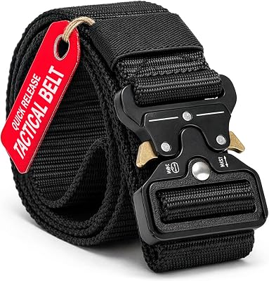 SHAVIT Tactical Belts for Men Military Style Work Hiking Riggers Web Nylon Waistband Belt with Quick Release Metal Buckle