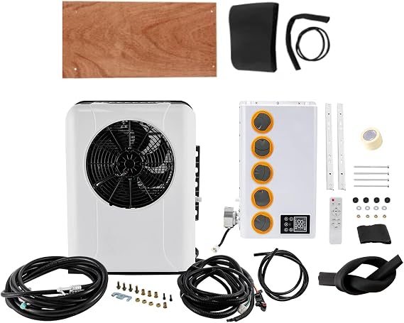 12V RV Air Conditioner kit, Truck Camper Mini Split AC Electric Automotive Universal Van AC Unit for Truck Caravan Bus New Energy Car Cooling (960W, 5Gears, 22525BTU/h)