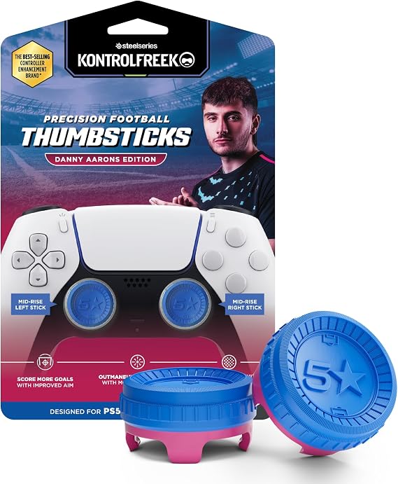 KontrolFreek Precision Football Thumbsticks Danny Aarons Edition for PlayStation 4 (PS4), PlayStation 5 (PS5) Controller | Blue/Pink