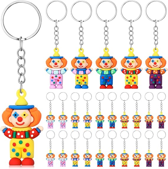 Gejoy 25 Pcs Clown Keychains Circus Party Favors for Birthday Carnival