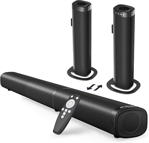 Puriom Sound Bar for Smart TV, 2-in-1 Detachable 100W Sound Bar